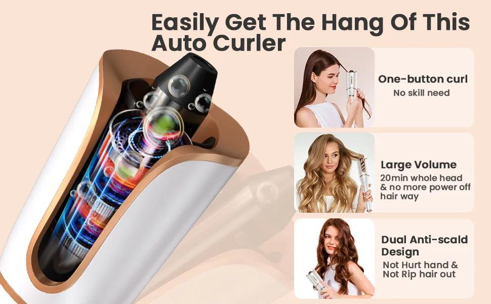 Automatisk Hårkrullare Hair Curler Locktång uppladdningsbar