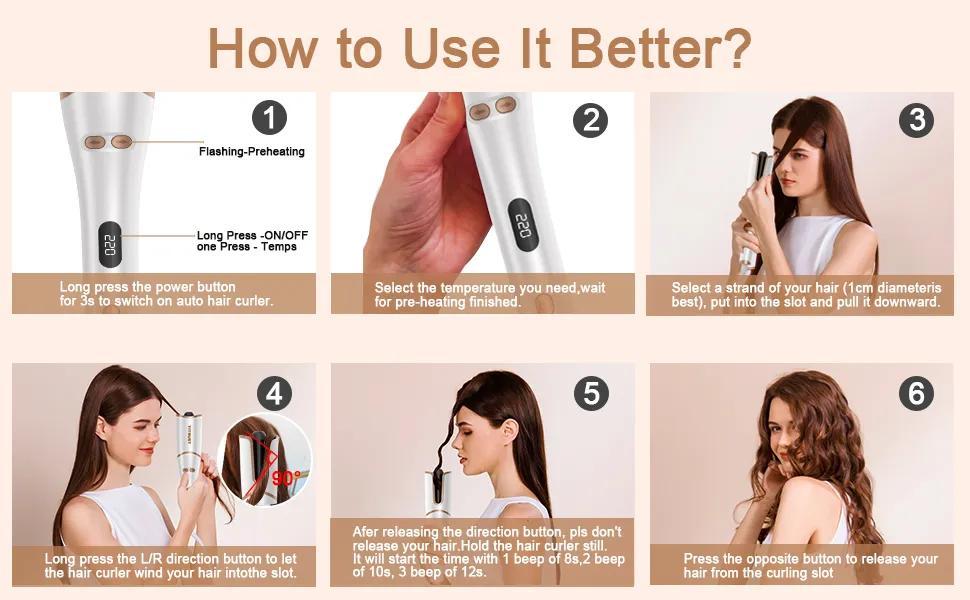 Automatisk Hårkrullare Hair Curler Locktång uppladdningsbar