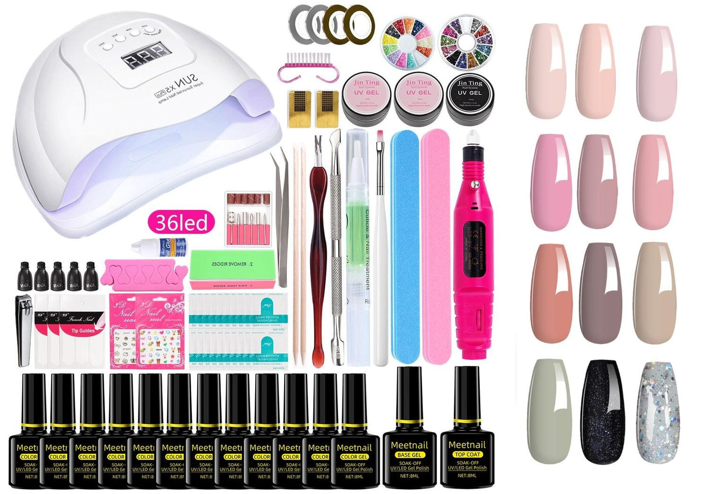 Nail Gel Nagelkit med UV lampa Nagellack Polygel