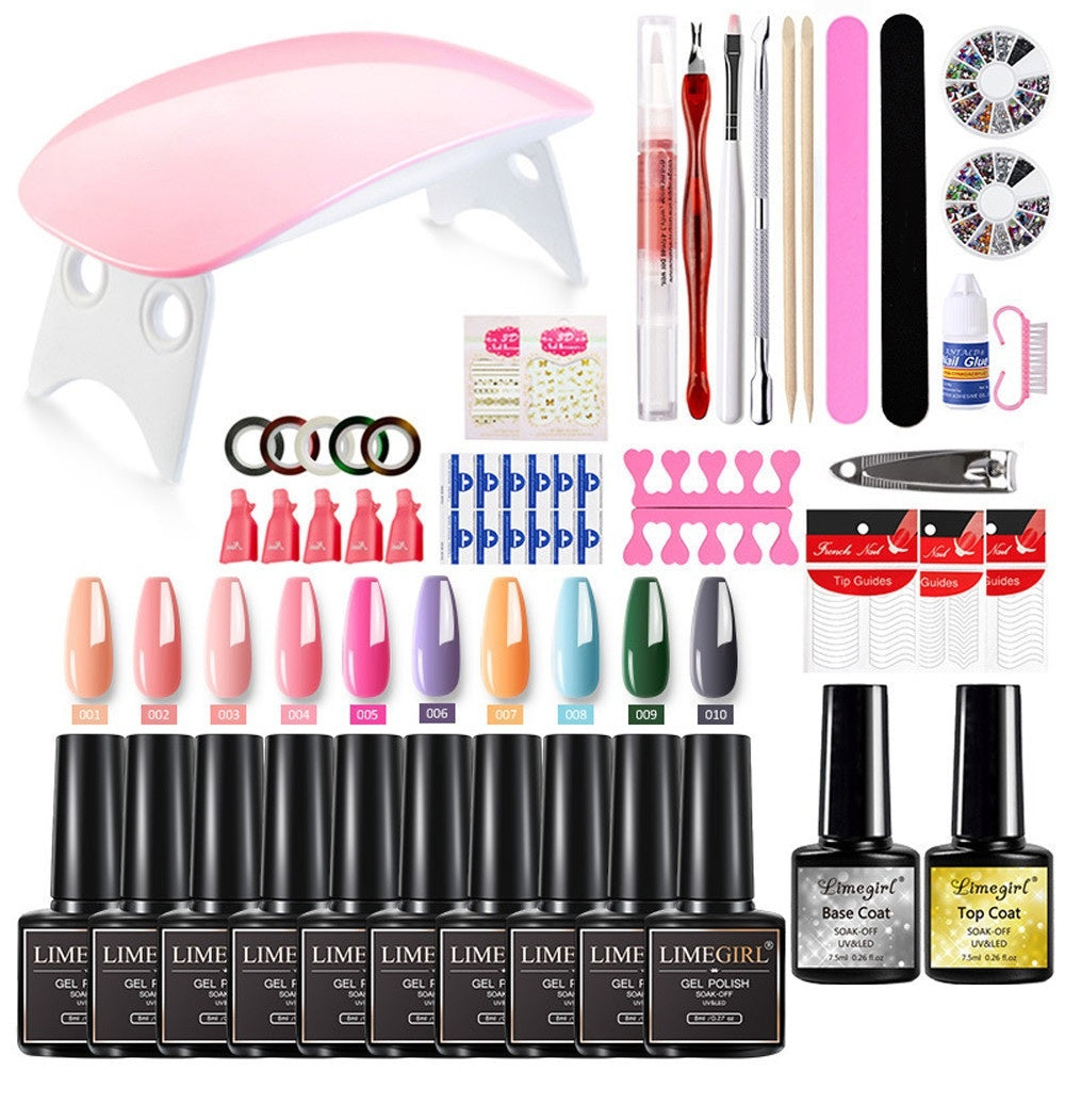 UV Nagelkit Nail Gel med UV lampa Polygel Nagelslip