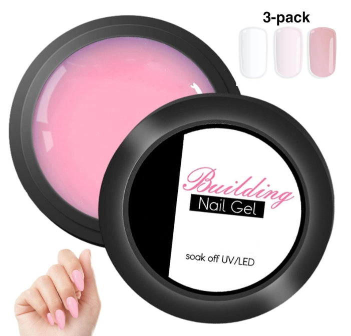 3-pack Gel builder Clear 15g+ Pink 15g + Cover 15g