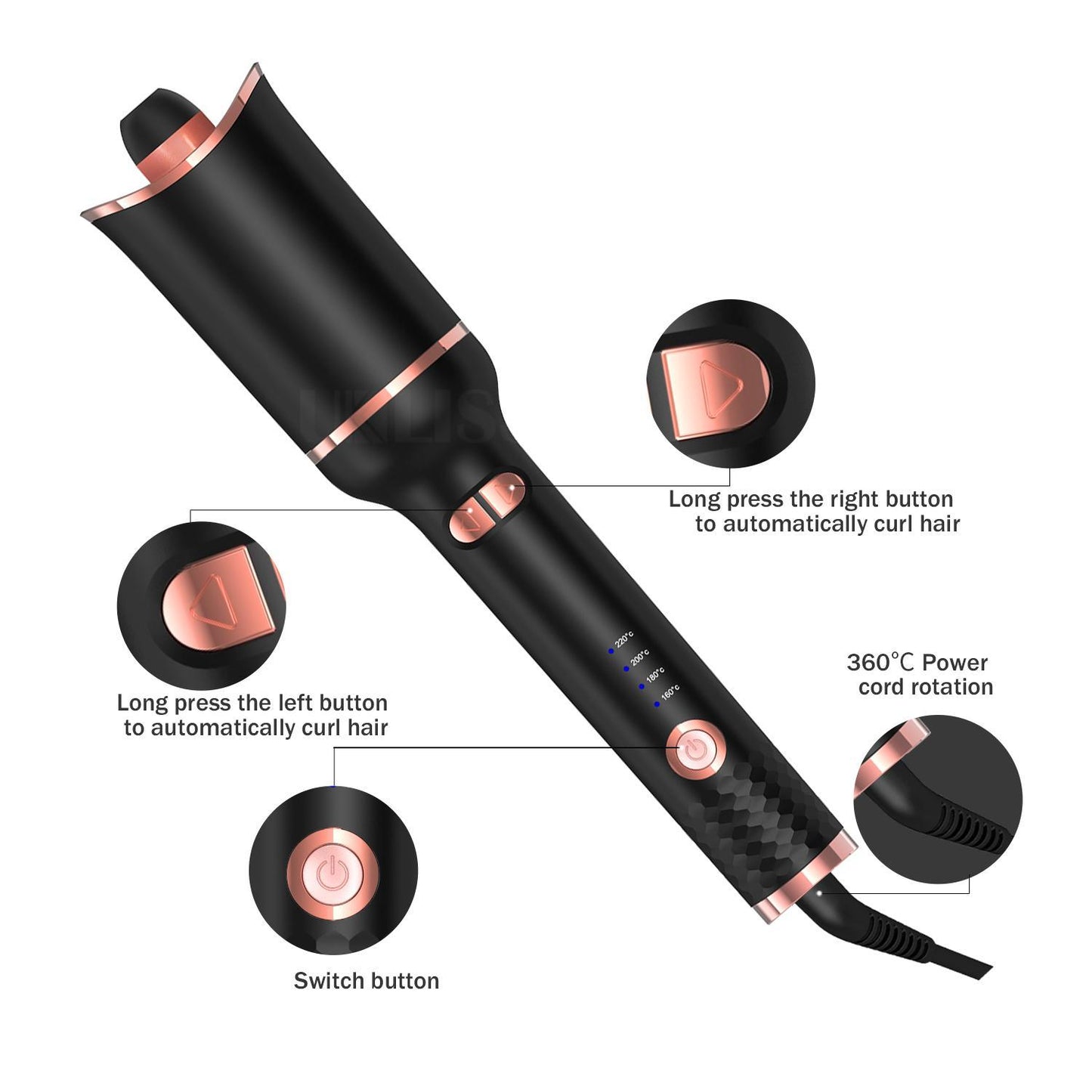 Automatisk Hårkrullare Hair Curler Locktång uppladdningsbar