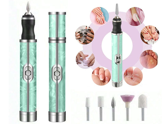 Elektrisk Nagelfil Manikyr Kit med Tillbehör - Grön