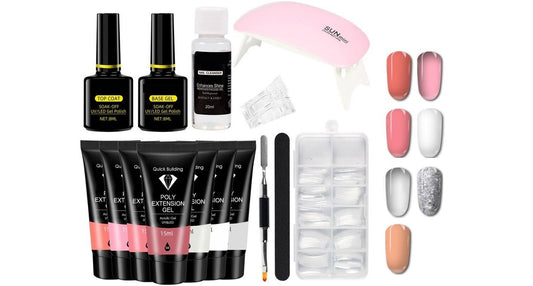 Polygel Nagelkit med UV lampa Nail Gel Färg