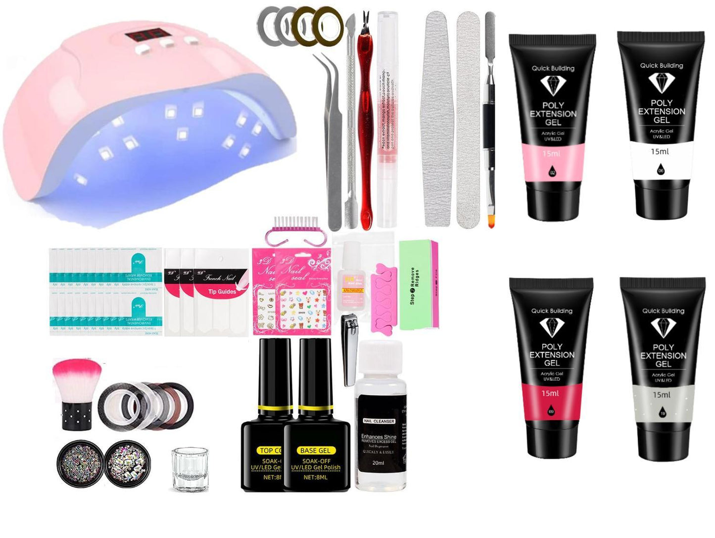 Polygel Nagelkit med UV lampa Nail Gel Färg