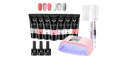 Polygel Nagelkit med UV lampa Nail Gel Färg Set