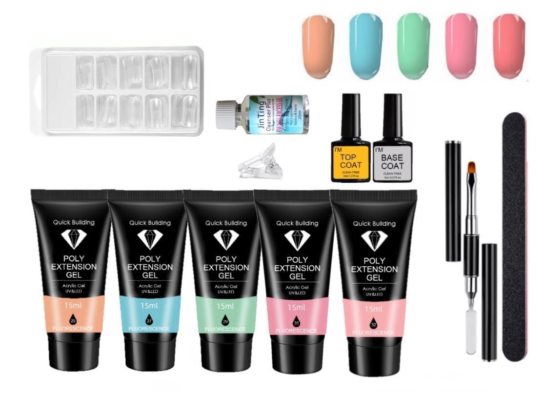 Polygel Nagelkit Nail Gel Färg Set