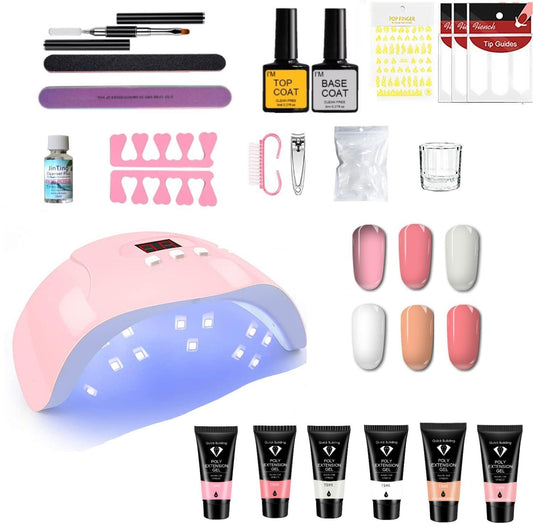 Polygel Nagelkit med UV lampa Nail Gel Färg Set