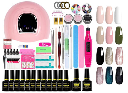 XXL UV Nagelkit Nail Gel med UV lampa Polygel Nagelslip